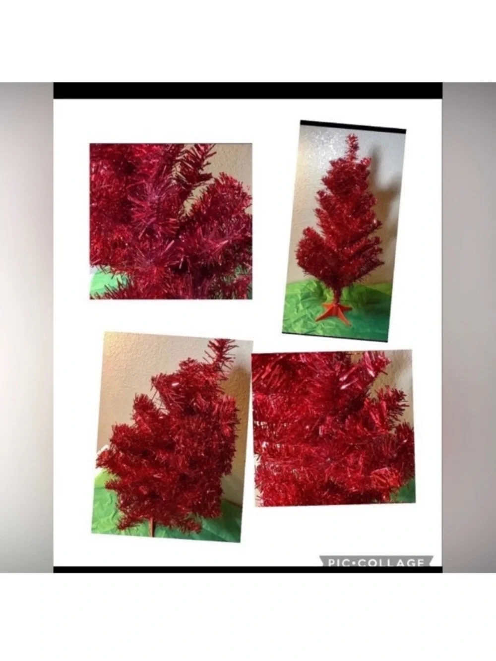 NEW 2ft Mini Tabletop Floor Any time  TINSEL Tree Artificial One-piece RED